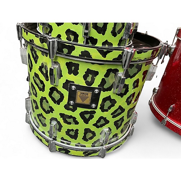 Used Yamaha 4 Piece Power V Green Leapord Drum Kit
