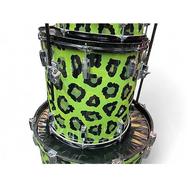 Used Yamaha 4 Piece Power V Green Leapord Drum Kit