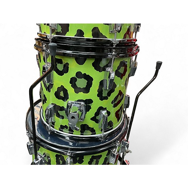 Used Yamaha 4 Piece Power V Green Leapord Drum Kit
