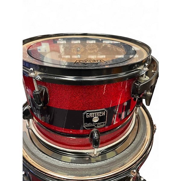 Used Gretsch Drums 3 Piece Catalina Club Rock Red Sparkle Drum Kit