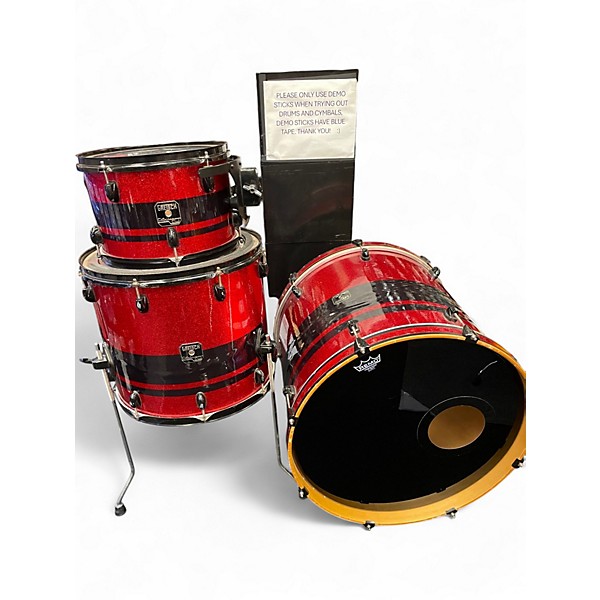 Used Gretsch Drums 3 Piece Catalina Club Rock Red Sparkle Drum Kit