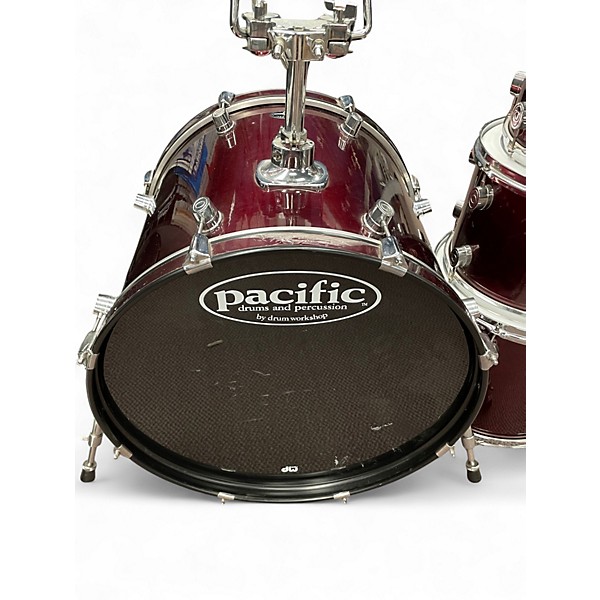 Used Pacific 5 Piece DRUM SET Candy Apple Red Drum Kit