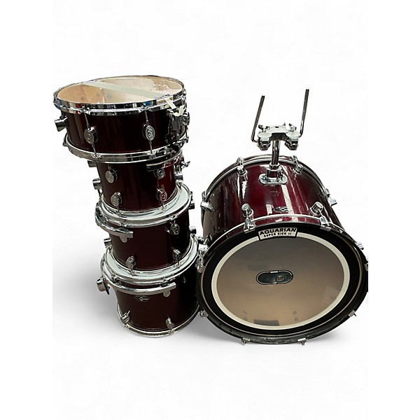 Used Pacific 5 Piece DRUM SET Candy Apple Red Drum Kit