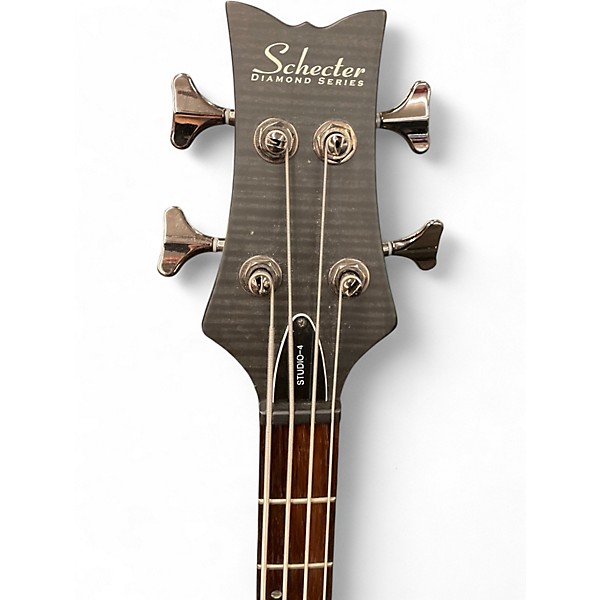 Used Schecter Guitar Research Stiletto Studio 4 String Trans Black Electric Bass Guitar