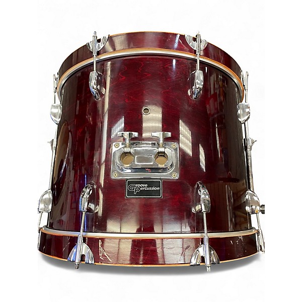 Used Groove Percussion 5 Piece complete kit Red Grain Drum Kit