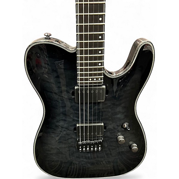 Used Schecter Guitar Research Hellraiser C1 Hybrid Trans Black Solid Body Electric Guitar