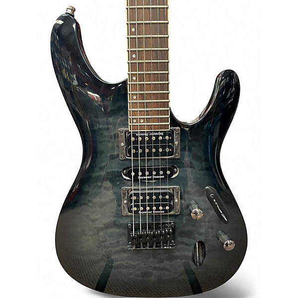 Used Ibanez S671QM QUILTED TRANSPARENT BLACK Solid Body Electric Guitar