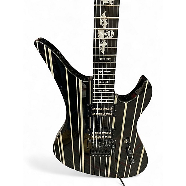 Used Schecter Guitar Research Synyster Gates Signature Custom Black and Silver Solid Body Electric Guitar