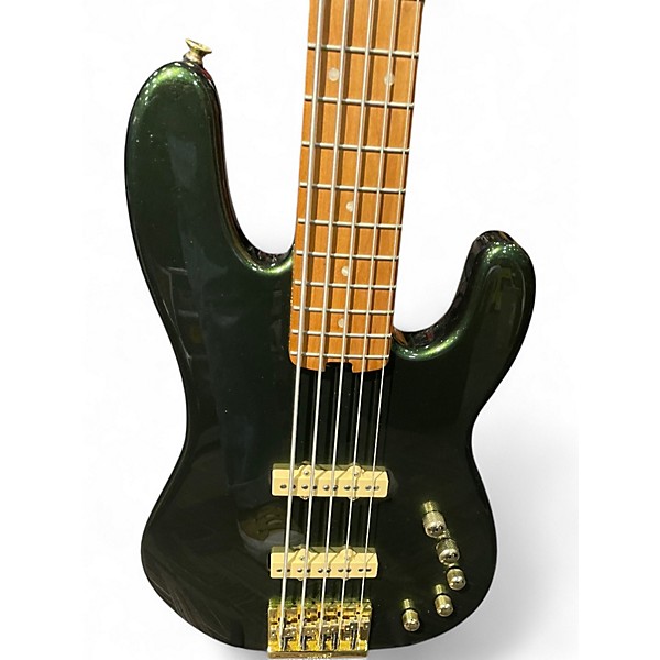 Used Charvel Pro-Mod San Dimas Bass JJ V Lambo Green Metallic Electric Bass Guitar