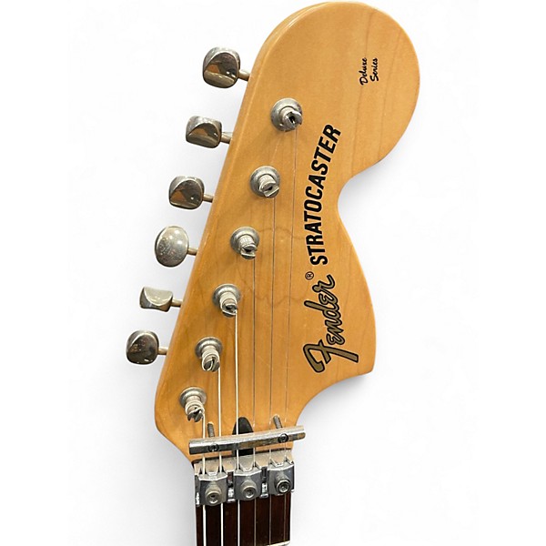 Used Fender  Stratocaster Deluxe Fat Strat Floyd Rose II Black and Silver Solid Body Electric Guitar