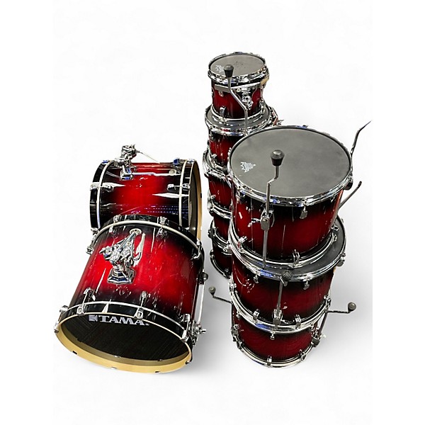 Used TAMA 9 Piece Silverstar TRANSPARENT RED Drum Kit