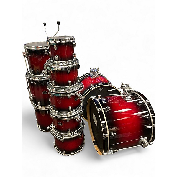 Used TAMA 9 Piece Silverstar TRANSPARENT RED Drum Kit