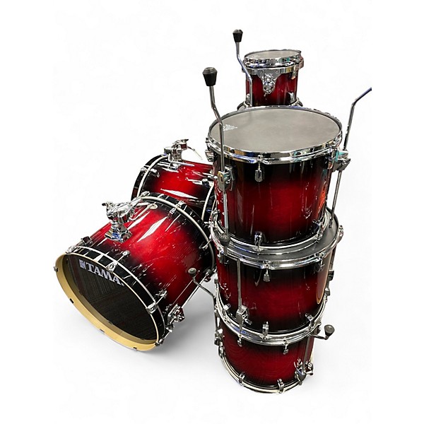 Used TAMA 9 Piece Silverstar TRANSPARENT RED Drum Kit