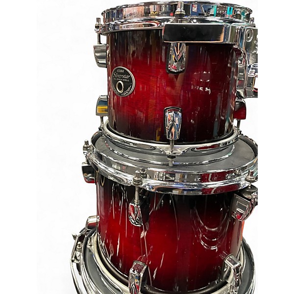 Used TAMA 9 Piece Silverstar TRANSPARENT RED Drum Kit