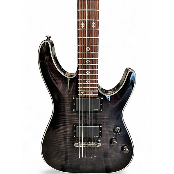Used Schecter Guitar Research Damien Elite 6 Black Solid Body Electric Guitar
