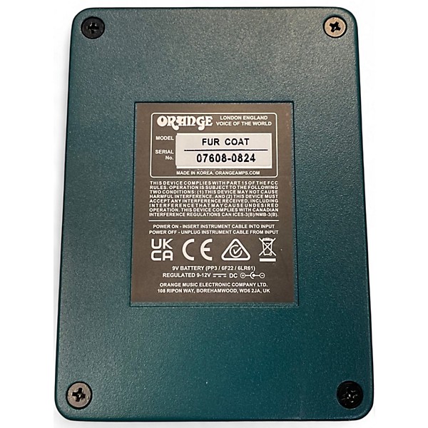 Used Orange Amplifiers Fur Coat Effect Pedal