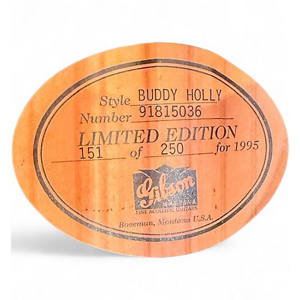 Vintage 1995 Gibson J45 BUDDY GOLLY Sunburst Acoustic Guitar