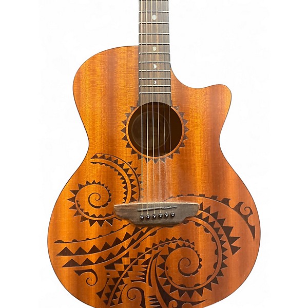 Used Luna Gypsy Tattoo Mahogany Mahogany Acoustic Electric Guitar