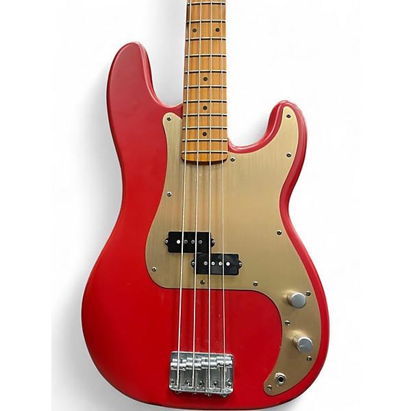 Used Squier 40TH ANNIVERSARY PRECISION BASS Fiesta Red Electric Bass Guitar
