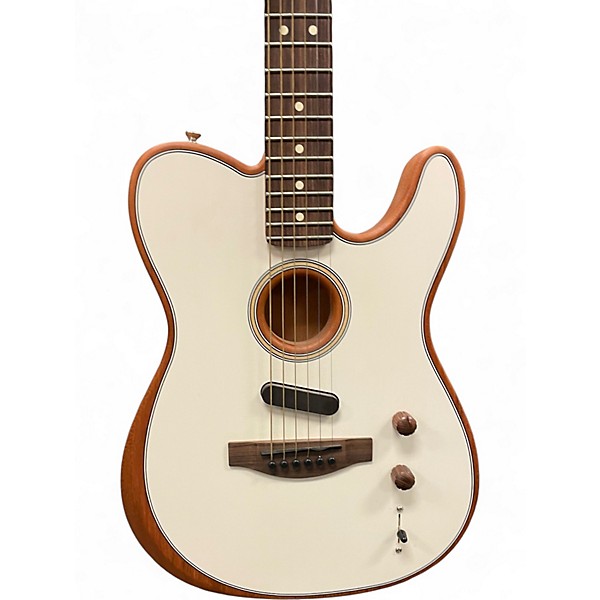Used Fender Acoustasonic Player Telecaster white Acoustic Electric Guitar