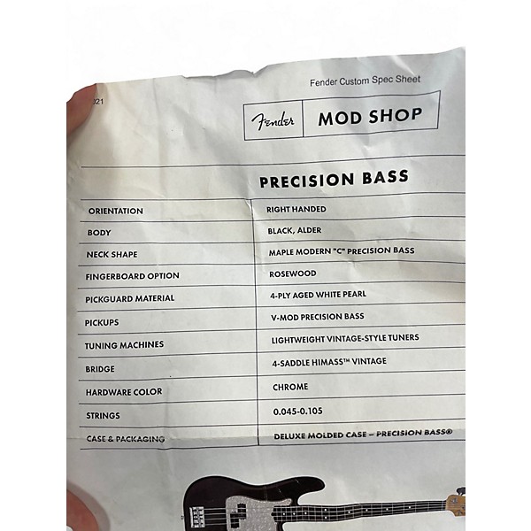 Used Fender PRECISION MOD SHOP Black Electric Bass Guitar
