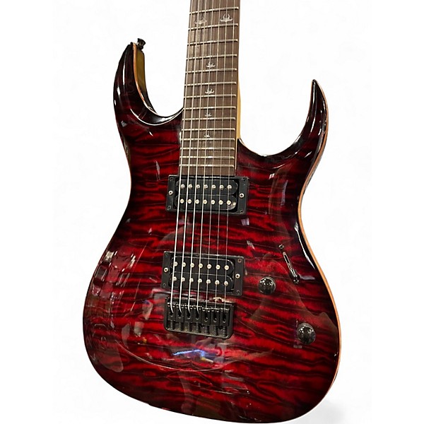 Used Volgoa 7 string guitar Candy Apple Red Solid Body Electric Guitar