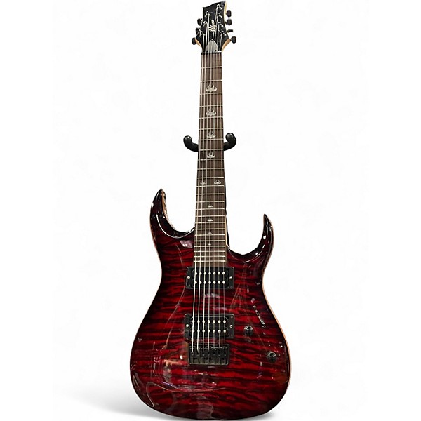 Used Volgoa 7 string guitar Candy Apple Red Solid Body Electric Guitar