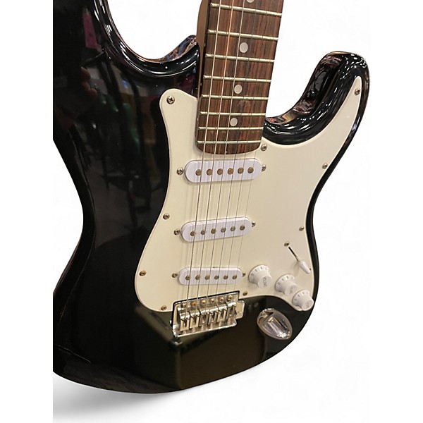 Used Kansas STRATOCASTER Black and White Solid Body Electric Guitar