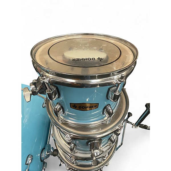 Used Donner 5 Piece Silent Practice Blue Drum Kit