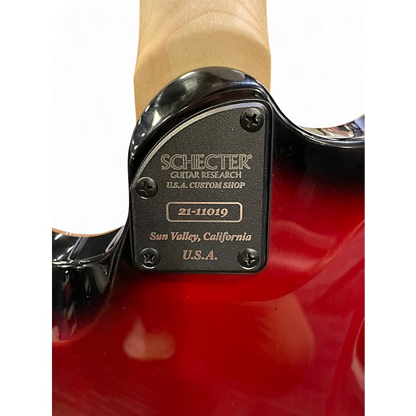 Used Schecter Guitar Research USA CUSTOM SHOP SUNSET RED STAIN BLACK BURST Solid Body Electric Guitar