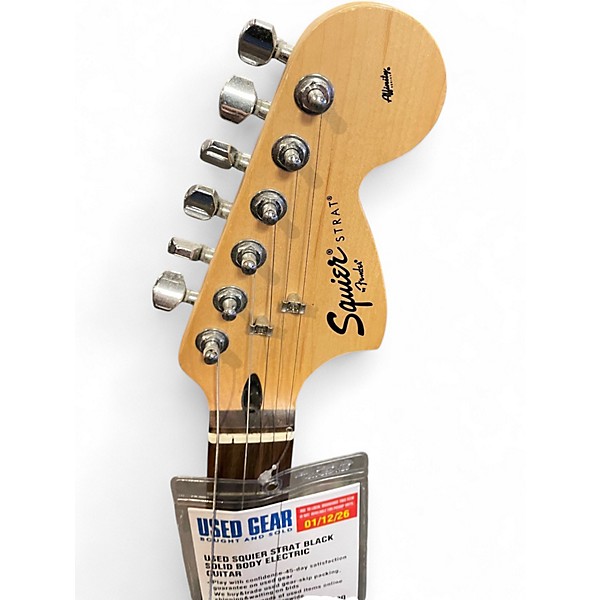 Used Squier Strat Black Solid Body Electric Guitar