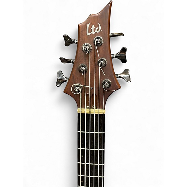 Used ESP LTD D6 6 String Brown Stain Electric Bass Guitar