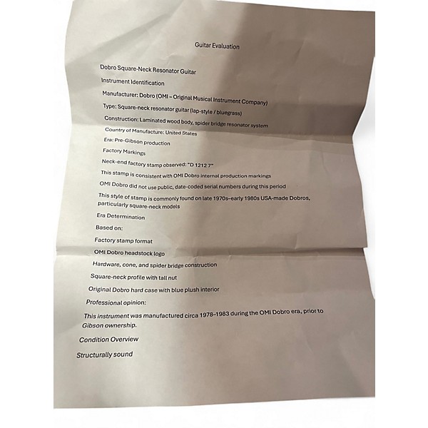 Vintage 1978 Dobro Vintage OMI 1978-83 Butterscotch Blonde Acoustic Guitar