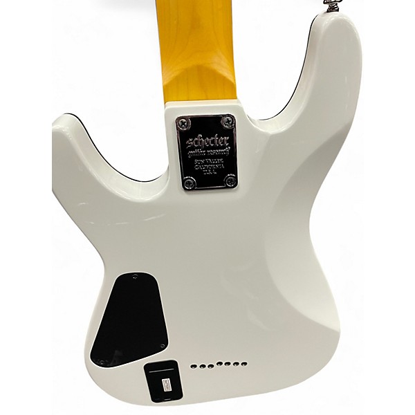 Used Schecter Guitar Research Demon 7 String White Solid Body Electric Guitar