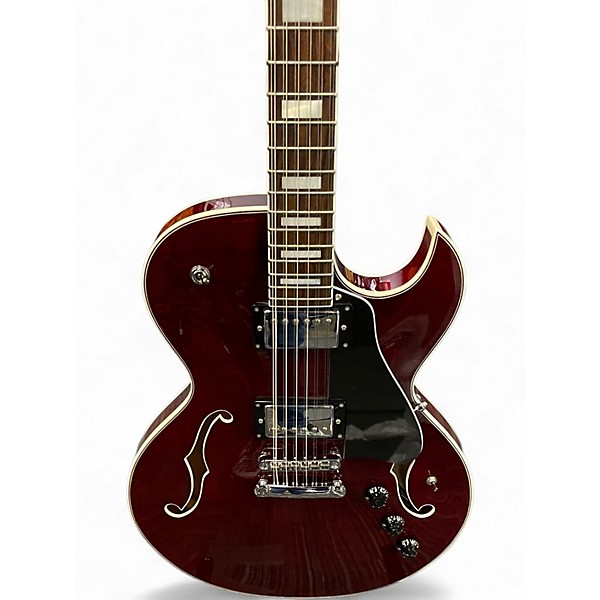 Used Dean Colt Flame Wine Red Hollow Body Electric Guitar