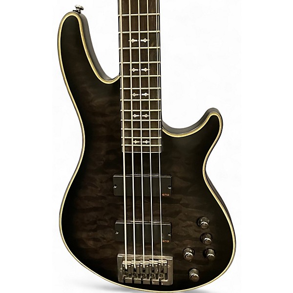 Used Schecter Guitar Research Hellraiser Extreme 5 String Trans Black Electric Bass Guitar