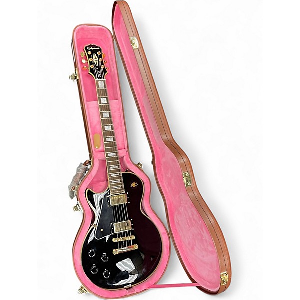Used Epiphone Les Paul Custom Pro Left Handed Black Electric Guitar