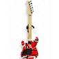 Used EVH Striped Series Frankie Red with Black and White Stripes Solid Body Electric Guitar