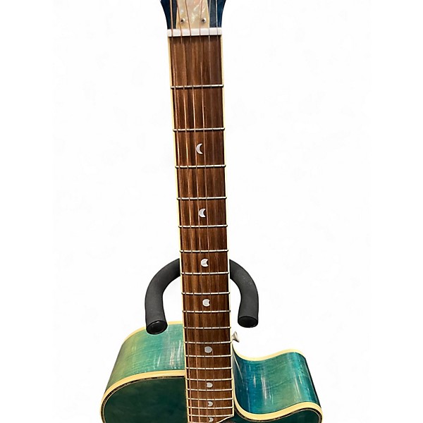 Used Luna FAU-DPN Blue Acoustic Electric Guitar