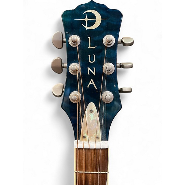 Used Luna FAU-DPN Blue Acoustic Electric Guitar