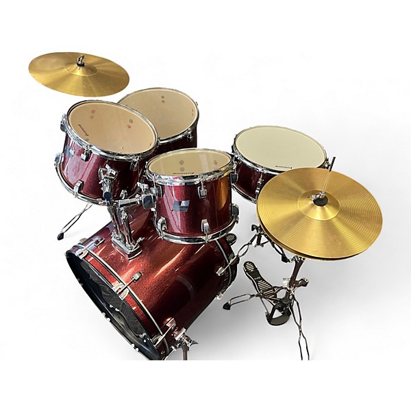 Used Ludwig 5 Piece BACKBEAT 5 PC RED SPARKLE Drum Kit