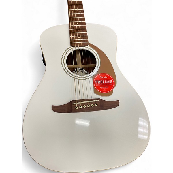 Used Fender Malibu Player White Acoustic Electric Guitar
