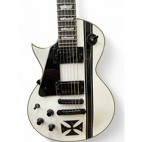 Used ESP LTD James Hetfield Signature Iron Cross lEFT hANDED White Electric Guitar