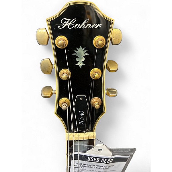 Used Hohner HS40 Natural Hollow Body Electric Guitar