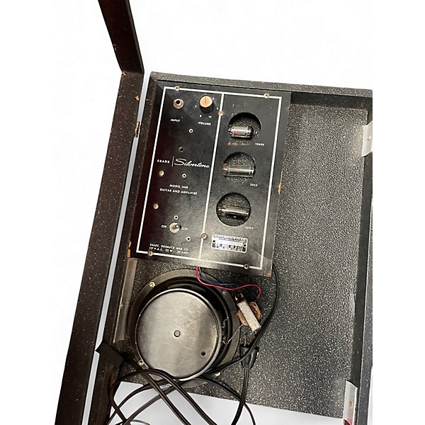 Vintage 1960s Silvertone Silvertone 1448 Black Solid Body Electric Guitar