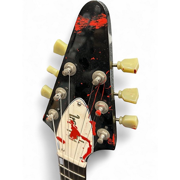 Used Gibson Flying V BLACK WITH BLOOD SPLATTER Solid Body Electric Guitar