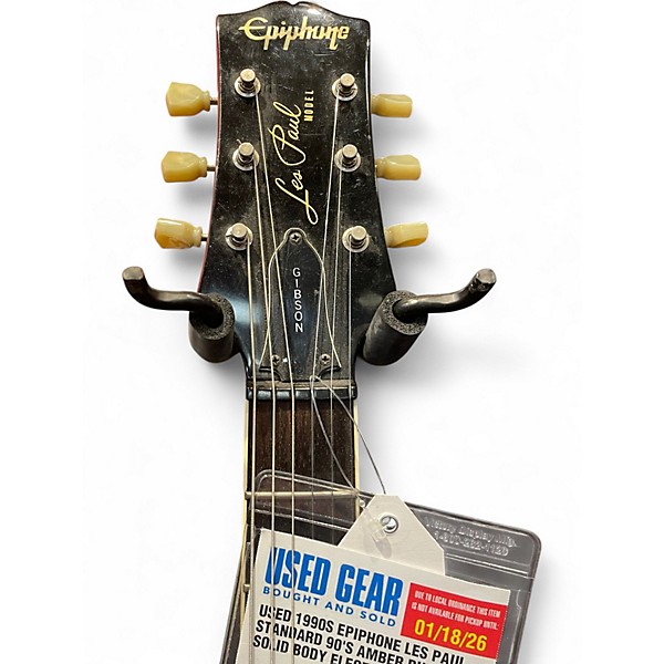 Used 1990s Epiphone Les Paul Standard 90's Amber Burst Solid Body Electric Guitar