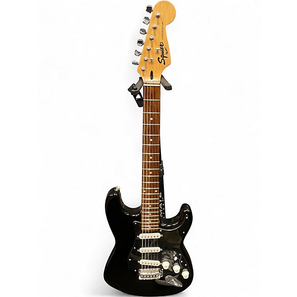 Used Squier Stratocaster Black Solid Body Electric Guitar