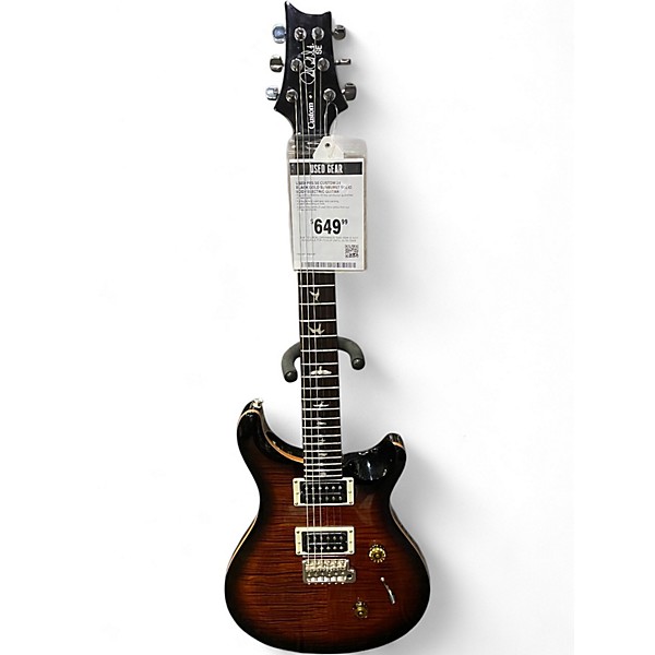 Used PRS SE Custom 24 Black Gold Sunburst Solid Body Electric Guitar