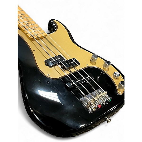 Used Fender Deluxe Series Precision Bass Special Black and Gold Electric Bass Guitar